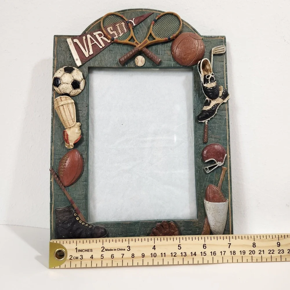 VTG Varsity Sports Photo Picture Frame 3D Resin Football Baseball Soccer Hockey
